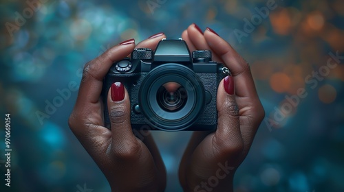 World Photography Day Hands Holding a Camera Isolated Graphic

 photo