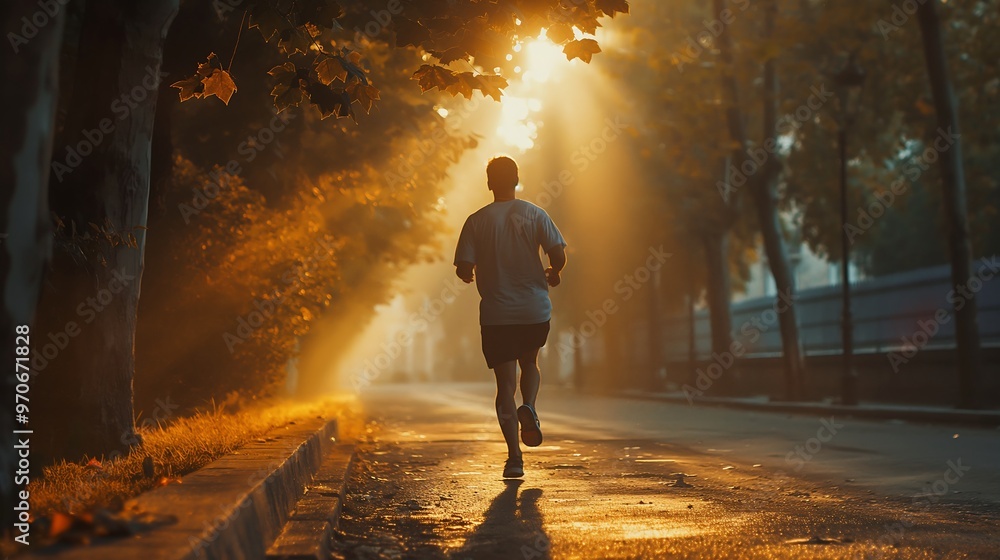 A man running in the morning A man running in the morning