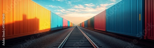 Vibrant Cargo Train With Shipping Containers