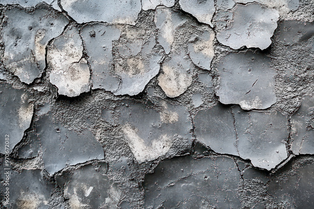 Close-up of Cracked and Peeling Gray Paint Close-up of Cracked and Peeling Gray Paint