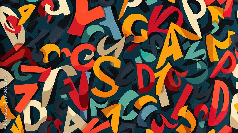 Obraz premium Bold typography pattern wallpaper