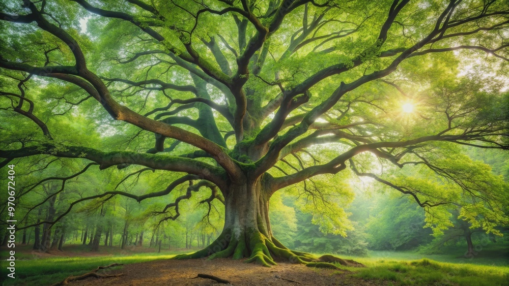 Majestic old tree standing tall in a lush green forest , nature, trees, scenery, landscape, environment, outdoors, forest Majestic old tree standing tall in a lush green forest , nature, trees, scenery, landscape, environment, outdoors, forest