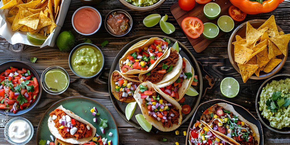 Delicious Taco Tuesday Feast Photo - Tacos, Guacamole, Salsa, and Lime Delicious Taco Tuesday Feast Photo - Tacos, Guacamole, Salsa, and Lime