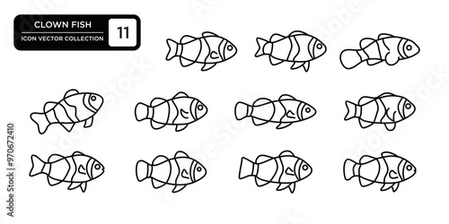 clown fish tank icon collection, editable and resizable vector icon templates
