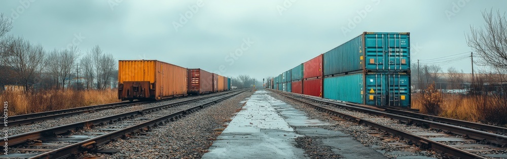 Vibrant Cargo Train With Shipping Containers Vibrant Cargo Train With Shipping Containers