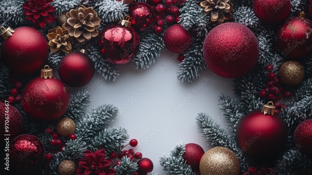 Festive Christmas Wreath Background with Space for Text Festive Christmas Wreath Background with Space for Text