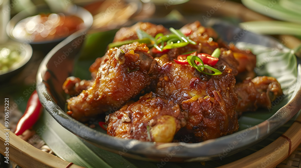 Spicy Glazed Chicken Wings Photo with Fresh Herbs Spicy Glazed Chicken Wings Photo with Fresh Herbs