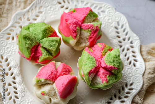 Colourful Blossom Steamed Cupcake or Apam Mekar photo