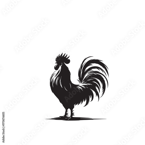 Rooster vector logo, icon design. Rooster silhouette. Rooster illustration.