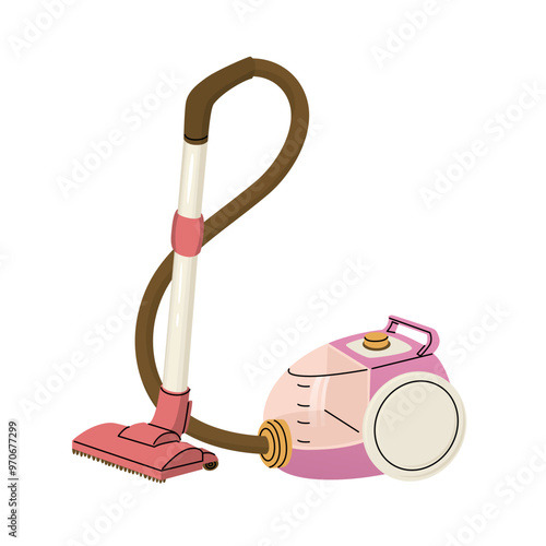 Modern vacuum cleaner. Cleaning floors and carpets from dust and dirt. Cleaning and keeping the house clean. Household. Vetcor illustration isolated on transparent background.