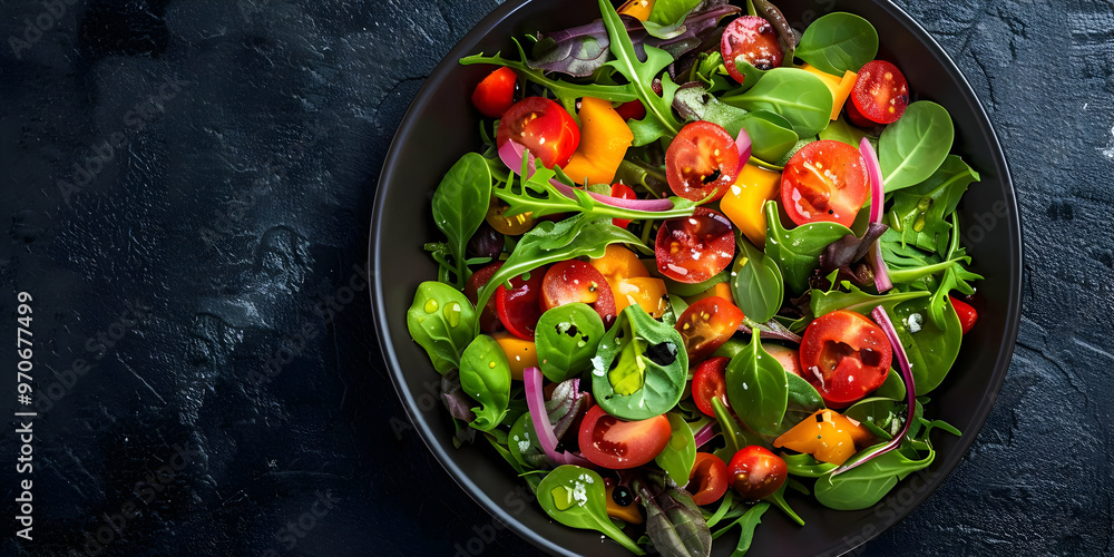 Fresh Arugula, Spinach, and Tomato Salad Photo Fresh Arugula, Spinach, and Tomato Salad Photo