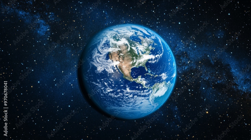 Obraz premium Earth from space with stars, view of