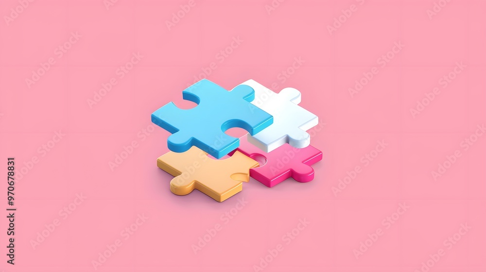D business partnership, puzzle pieces coming together D business partnership, puzzle pieces coming together