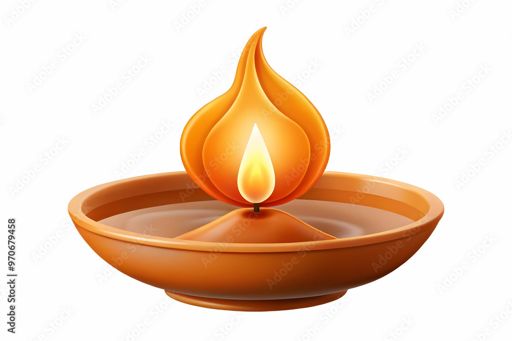 Isolated Abstract Rangoli and Flame: Vector Illustration of a Simple Rangoli Design with Abstract Flame Elements on White Background - Cultural Warmth & Symbolism