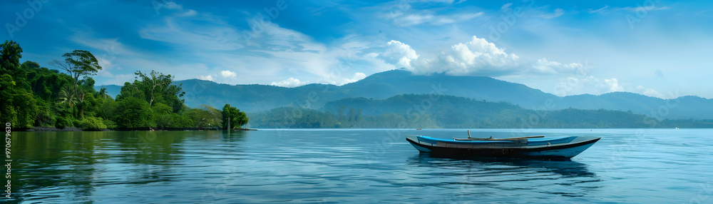 Serene Blue Lake Photo: Tranquil Water, Lush Green Forest, and Majestic Mountain Landscape Serene Blue Lake Photo: Tranquil Water, Lush Green Forest, and Majestic Mountain Landscape