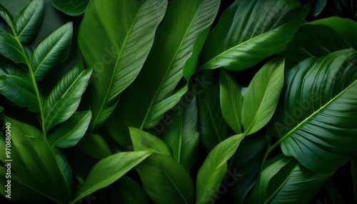 Green Leaves Pattern Background. Generated image