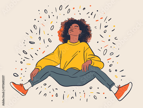 Carefree Serenity: A Cartoon Illustration Depicting Relaxation and Refreshment