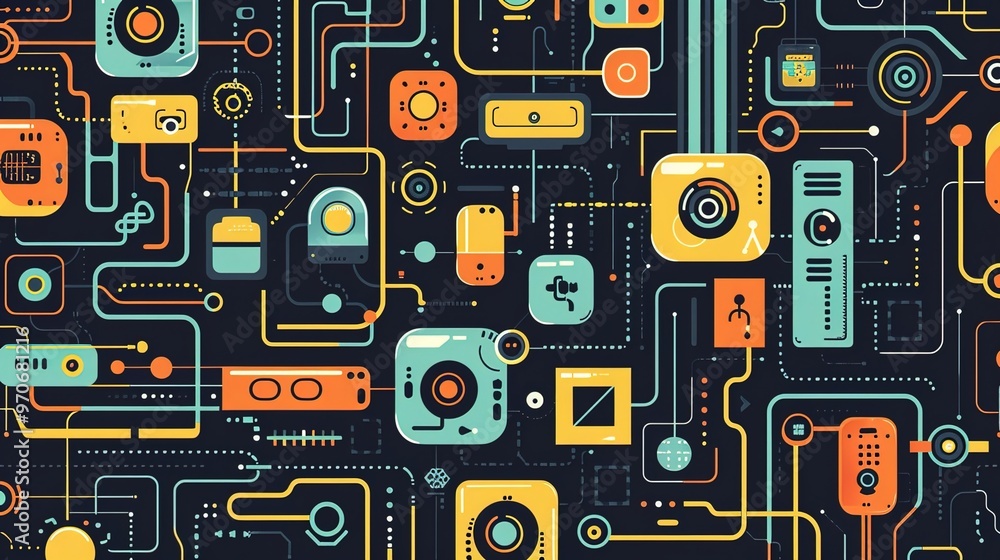 Retro tech pattern wallpaper Retro tech pattern wallpaper