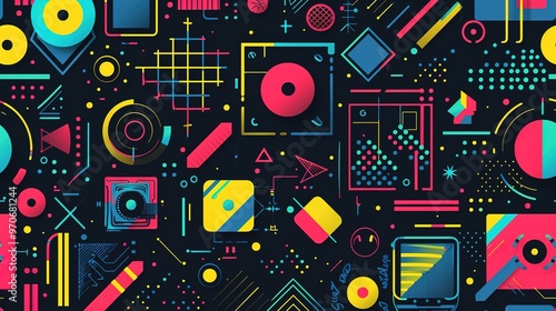 Retro tech pattern wallpaper