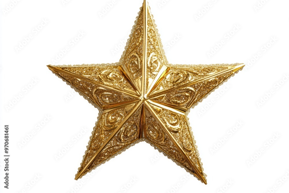 Fototapeta premium Golden Christmas Star on white background.