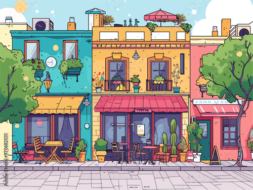 Doodle and Bold Lines Minimalist Illustration of Leisure Places for Kids Room Decor, Children Book Illustration, Commercial Use, Social Media Content, and Wallpapers