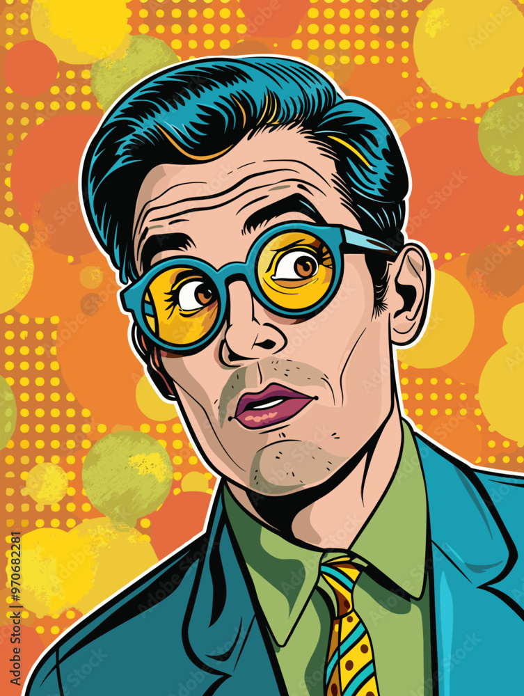 Portrait of a man with glasses in retro style. Vector illustration Portrait of a man with glasses in retro style. Vector illustration