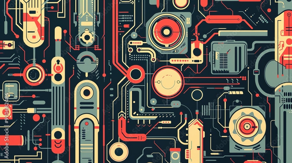 Retro tech pattern wallpaper Retro tech pattern wallpaper