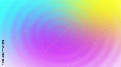 Colorful circular gradient with smooth transitions from yellow, green, blue, to purple center. Water-like effect creates visual harmony, balance, and serenity. Ideal for design, art, backgrounds, or a