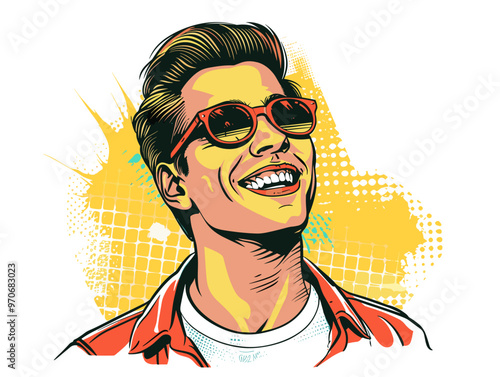 Portrait of a man with glasses in retro style. Vector illustration
