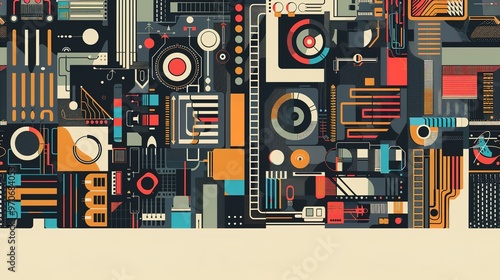 Retro tech pattern wallpaper