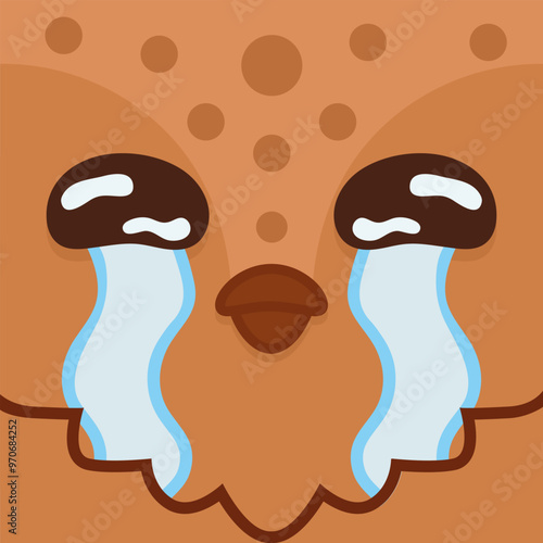 Crying bird. Cartoon sticker. Vector illustration.