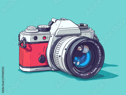 Cartoon Camera: Capturing Moments, Preserving Memories - A Vibrant, Doodle-Style Illustration
