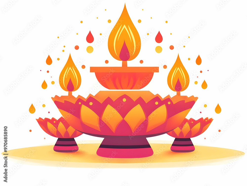 Flat Diwali Lantern and Floating Rangoli Elements with Glowing Accents Isolated on White Background - Festive Vector Art for Diwali Celebrations Flat Diwali Lantern and Floating Rangoli Elements with Glowing Accents Isolated on White Background - Festive Vector Art for Diwali Celebrations