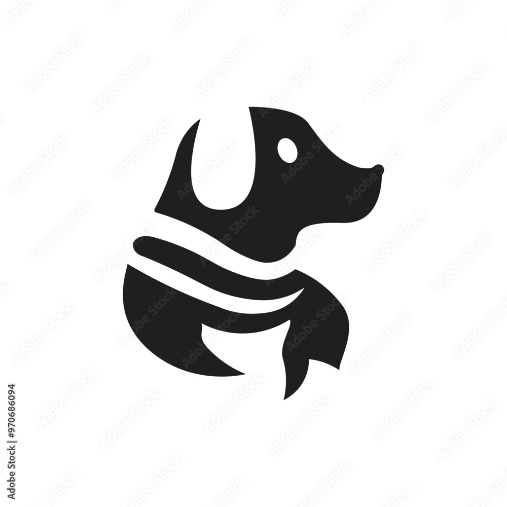 Naklejka premium Pet scarf icon logo silhouette design template illustration