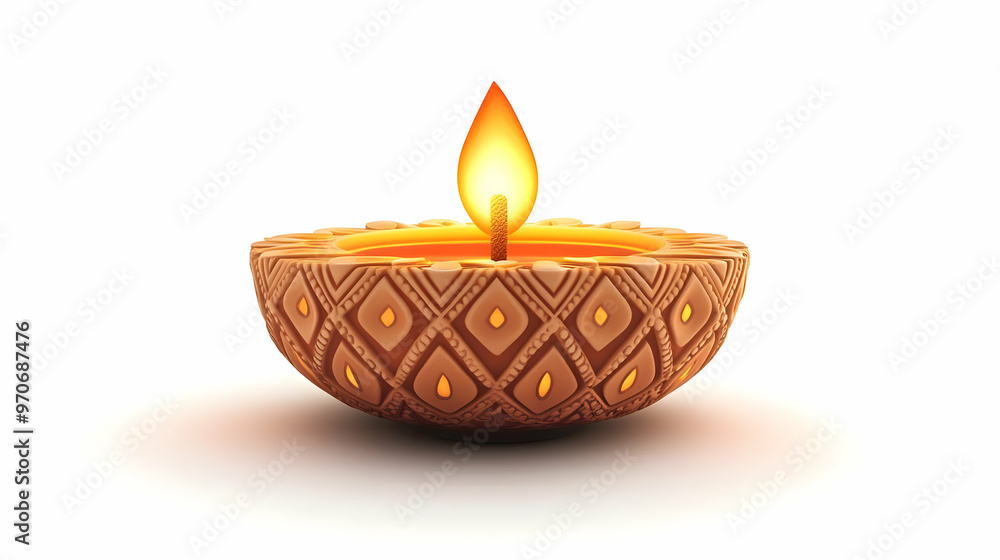 3D Diwali Lantern and Diya with Floating Rangoli Elements - Abstract Vector Design on Isolated White Background for Festive Celebrations 3D Diwali Lantern and Diya with Floating Rangoli Elements - Abstract Vector Design on Isolated White Background for Festive Celebrations