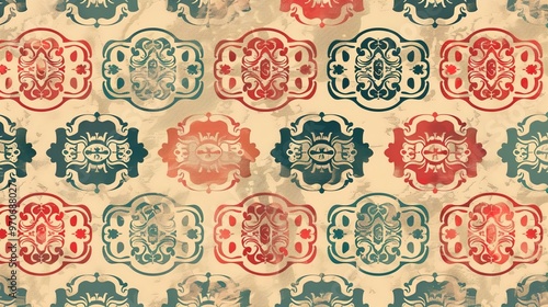 vintage label pattern wallpaper