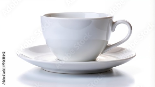 Ceramic cup with saucer isolated on white
