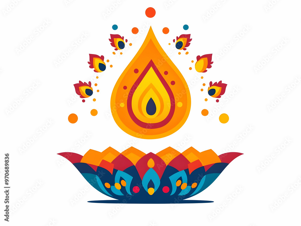 custom made wallpaper toronto digitalAbstract Vector of Flat Diwali Diya and Rangoli Pattern Isolated on White Background - Celebrating the Artistic and Cultural Spirit of the Festival
