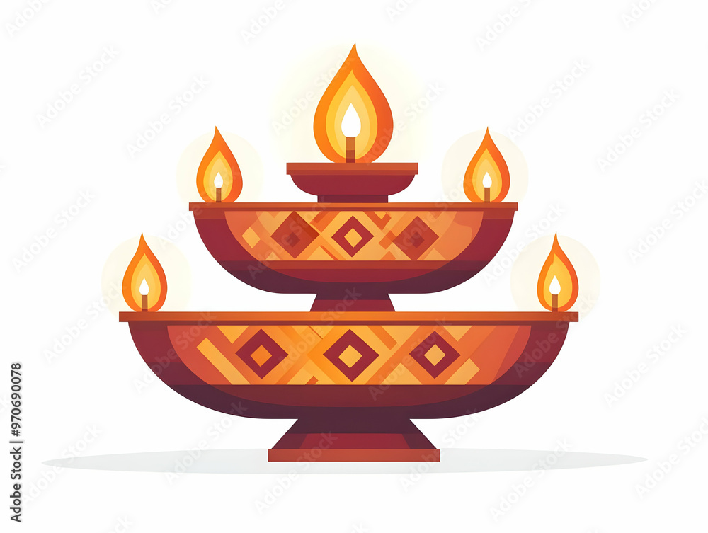 Flat Diwali Diya and Swastik Symbol Hovering in Mid Air Isolated on White Background - Spiritual Blessings Concept and Cultural Heritage Vector Illustration Flat Diwali Diya and Swastik Symbol Hovering in Mid Air Isolated on White Background - Spiritual Blessings Concept and Cultural Heritage Vector Illustration