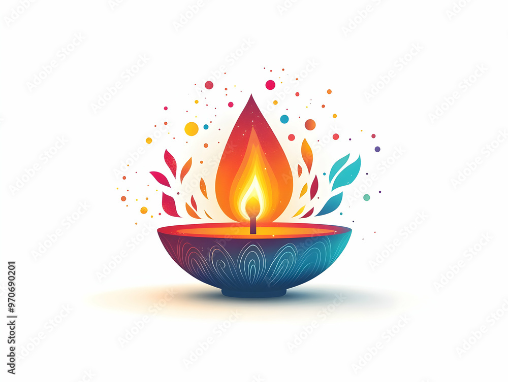 Flat Abstract Diwali Diya with Holographic Patterns - Digital Art Banner Capturing Festive Atmosphere & Cultural Heritage Flat Abstract Diwali Diya with Holographic Patterns - Digital Art Banner Capturing Festive Atmosphere & Cultural Heritage