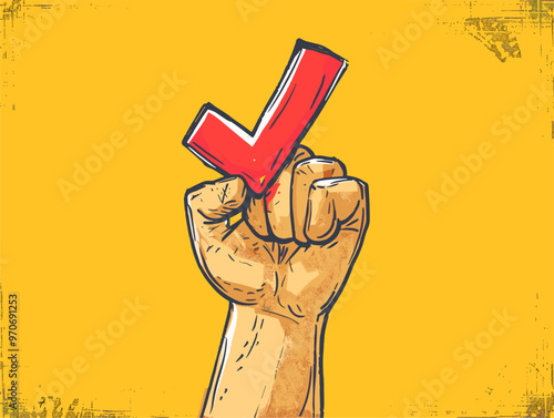 Cartoon Hand with Checkmark: A Symbol of Safety, Approval, and Validation in a Digital Age