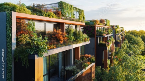 Modern Green Building with Lush Vegetation