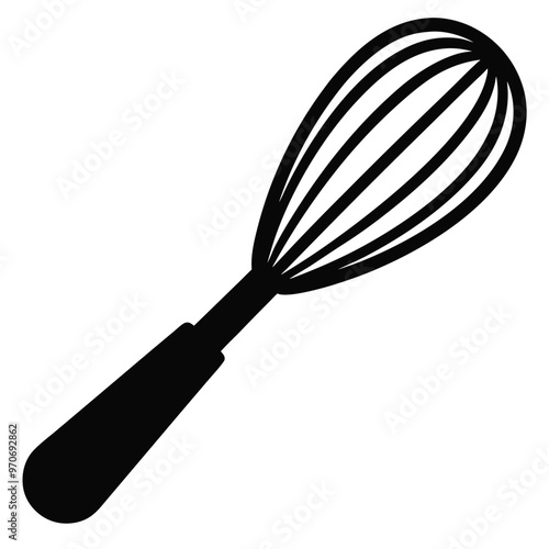 Kitchen Whisk Line Art Silhouette Design.