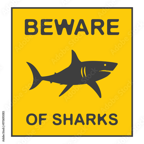 SHARK ZONE No swimming  flat symbol