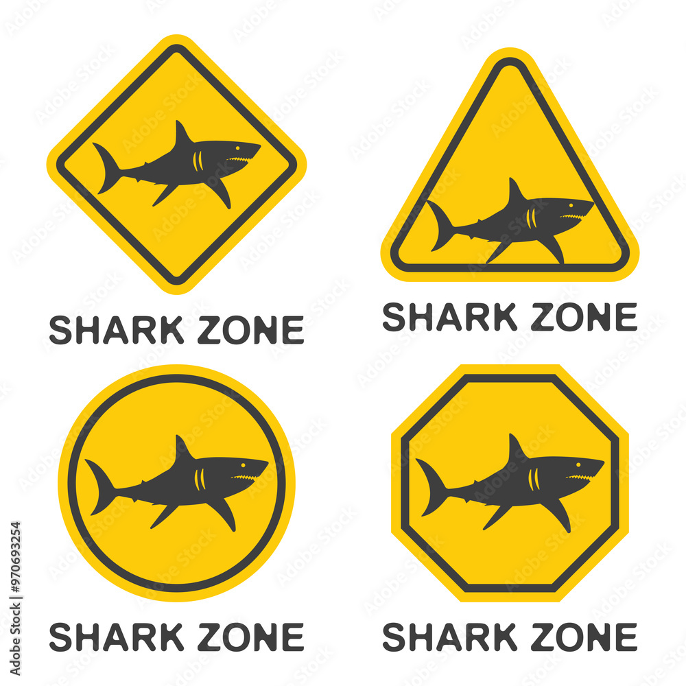SHARK ZONE No swimming flat symbol SHARK ZONE No swimming flat symbol