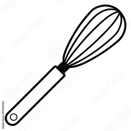 Kitchen Whisk Line Art Silhouette Design.