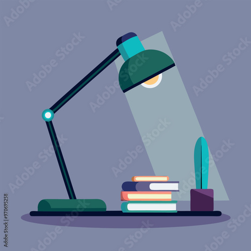 Adobe Illustrator Artwork illustration of a modern LED desk lamp with adjustable brightness settings