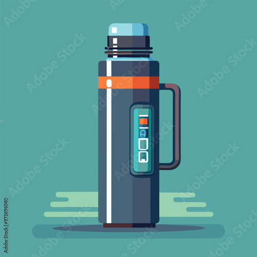 high-tech thermos bottle with a digital display that shows the temperature of the drink inside