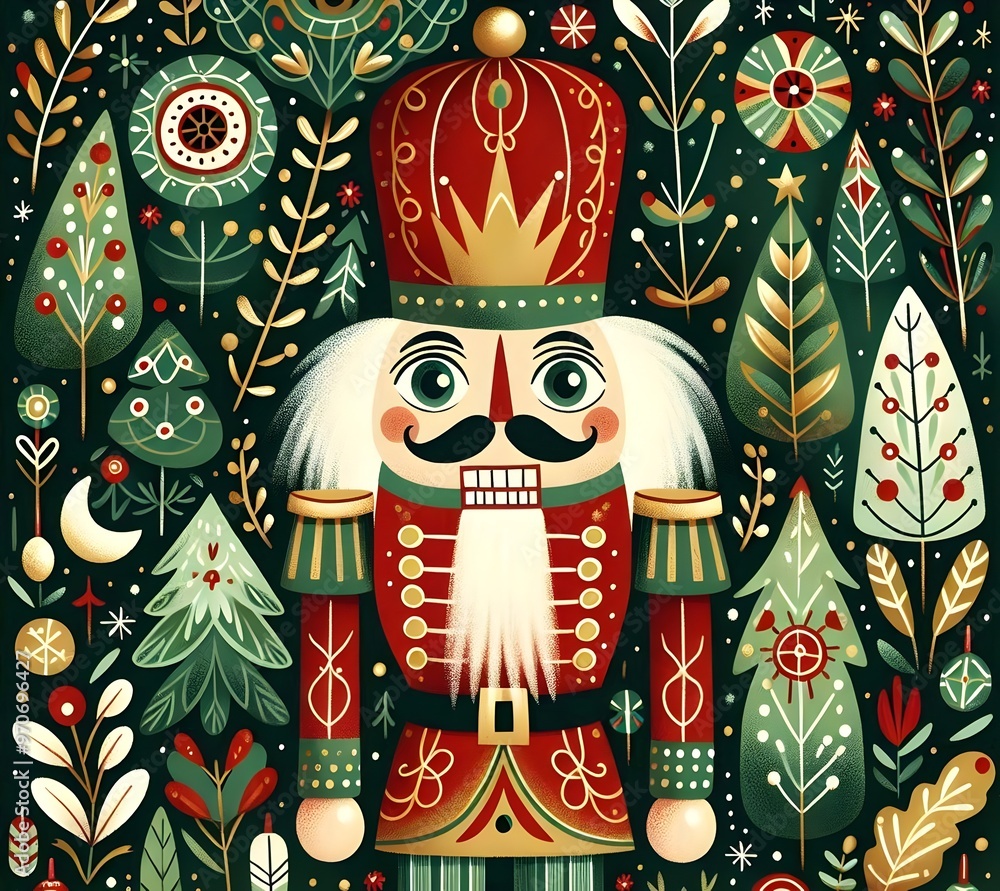 Fototapeta premium Nutcracker Festivo: Magia Navideña Ilustrada