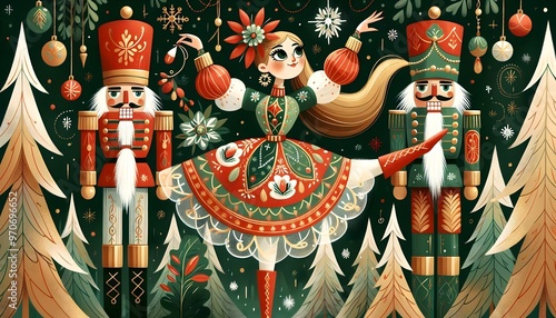 Nutcracker Festivo: Magia Navideña Ilustrada
